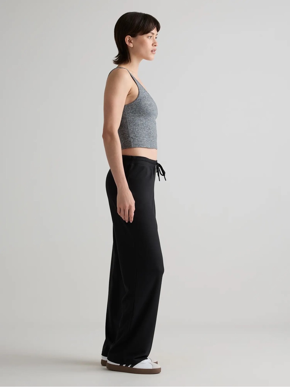 Quince Womens XL Black Flowknit Wide Leg Pants Stretch Drawstring Athleisure - Picture 3 of 8